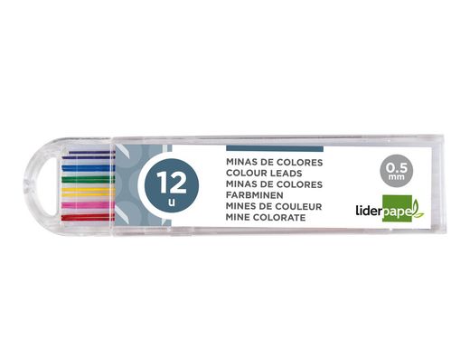 Minas Liderpapel Colores Surtidos de 0.5Mm Estuche de 12 Minas