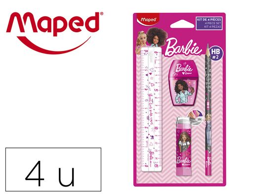 Mini set papeleria maped barbie 4 piezas