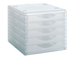 Módulo Archivo 2000 colores frescos 5 cajones cristal