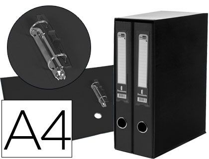 Modulo Liderpapel 2 Archivadores Folio 2 Anillas Mecanismo de Palanc 75Mm Negro