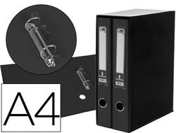 Modulo Liderpapel 2 Archivadores Folio 2 Anillas Mecanismo de Palanc 75Mm Negro