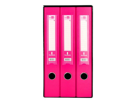 Modulo liderpapel 3 archivadores folio 2 anillas mecanismo de palanca 52mm rosa