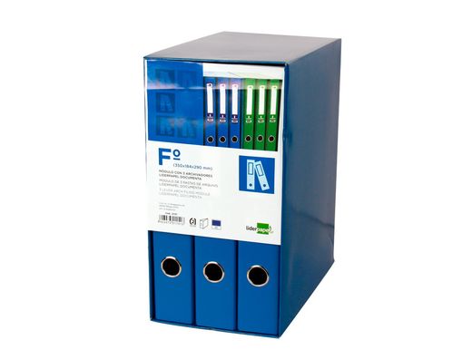 Modulo Liderpapel 3 Archivadores Folio 2 Anillas Mixtas 40Mm Azul