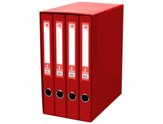 Modulo Liderpapel 4 Archivadores Folio 2 Anillas Mixtas 25Mm Rojo