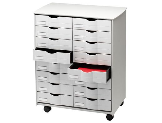 Mueble Auxiliar Fast-Paperflow para Oficina Negro 16 Cajones en 2 Columnas Gris5X382 71,5X58X34,3 Cm