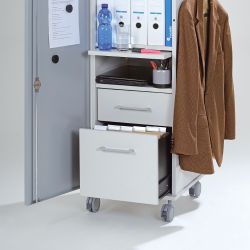 Mueble Móvil Multifuncional Caddy con Estantes Color Gris