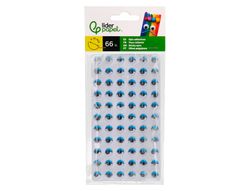 Ojo adhesivo liderpapel 10 mm con pupila negra y pestańa de color azul pack de 66 unidades