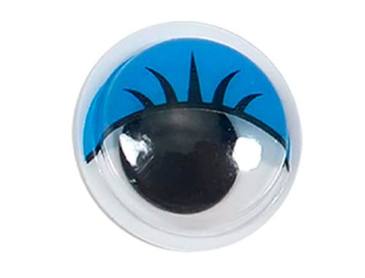 Ojo adhesivo liderpapel 10 mm con pupila negra y pestańa de color azul pack de 66 unidades