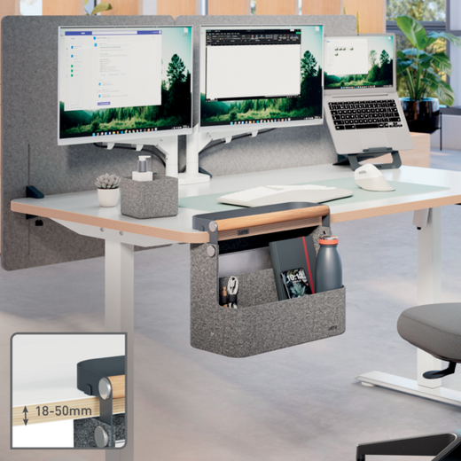 Organizador de escritorio portátil colgante con asa, fieltro, gris osucro