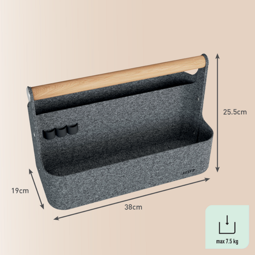 Organizador de escritorio portátil con asa, fieltro, gris oscuro