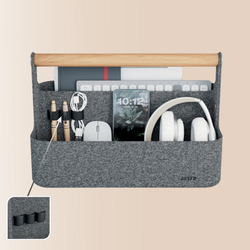 Organizador de escritorio portátil con asa, fieltro, gris oscuro