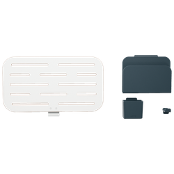 Organizador de panel perforado pequeño con accesorios - porta bolígrafos, gancho y portarevistas