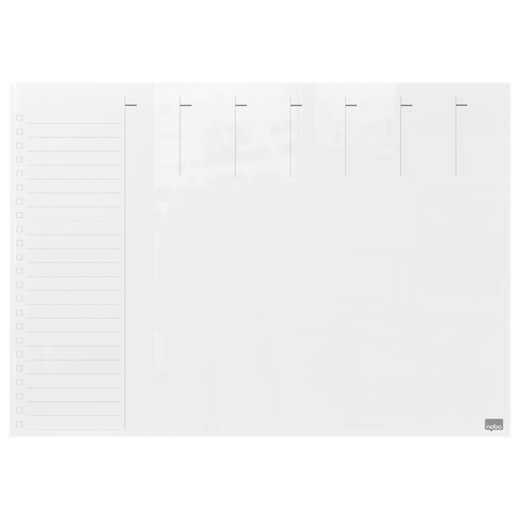 Organizador semanal de cristal de sobremesa NOBO 430 x 560 mm, blanco