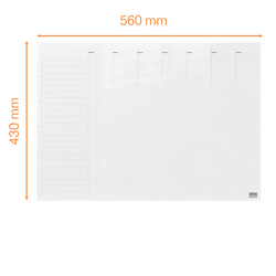 Organizador semanal de cristal de sobremesa NOBO 430 x 560 mm, blanco