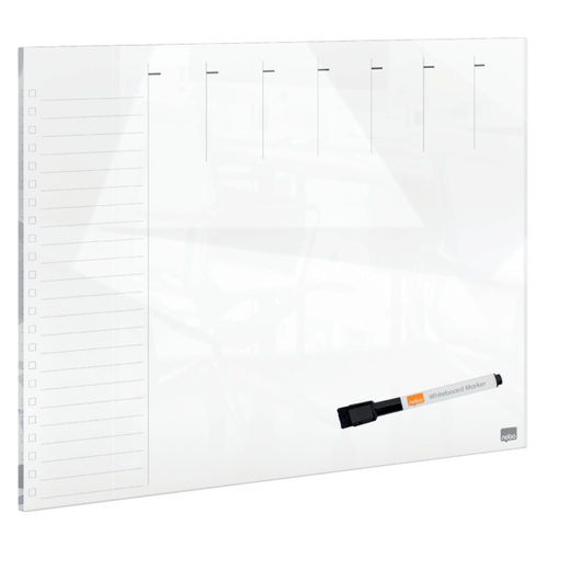Organizador semanal de cristal de sobremesa NOBO 430 x 560 mm, blanco