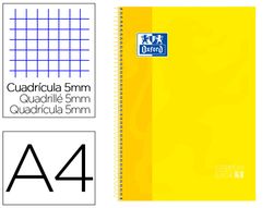 OXFORD Cuaderno espiral School 80h A4 Cuadricula 5x5 Amarillo Ref.100430200