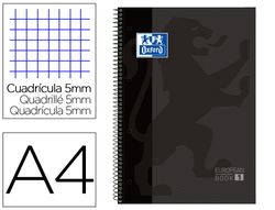 OXFORD Cuaderno espiral School 80h A4+ Cuadricula 5x5 color Gris Ref.100430269
