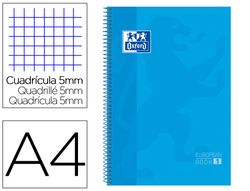 OXFORD Cuaderno espiral School 80h A4 Cuadricula 5x5 Turquesa 400028276