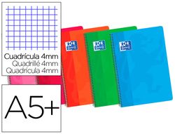 OXFORD Cuaderno espiral tapa blanda plastificada 80h 4º Cuadricula 4x4 colores Surtidos Ref.100430166