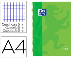 OXFORD Cuaderno School 80h A4 Cuadricula 5x5 Verde Ref.100430199