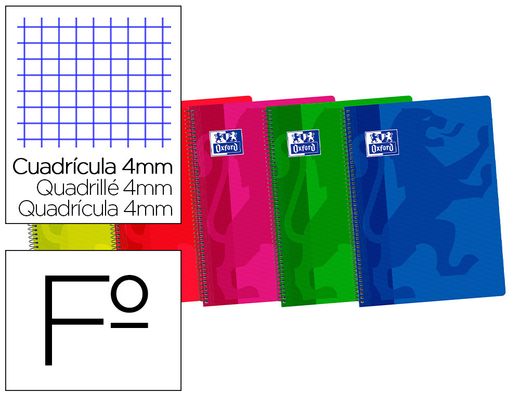 OXFORD Cuaderno School Tapa plástico Folio 80 Hojas 4x4 con margen