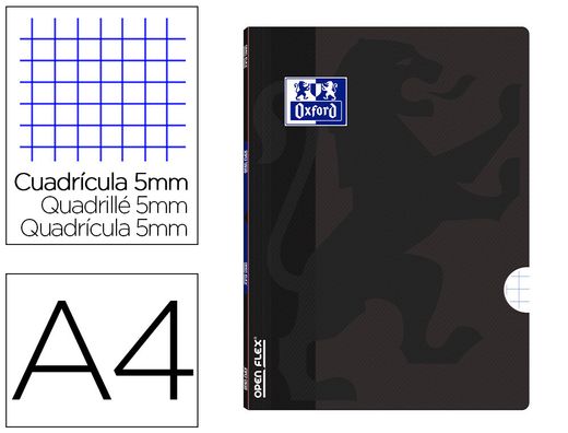 Oxford libreta grapada openflex A4 48h 90g 5x5 negra