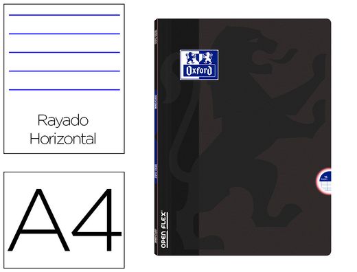 Oxford libreta grapada openflex A4 48h 90g pautado negra