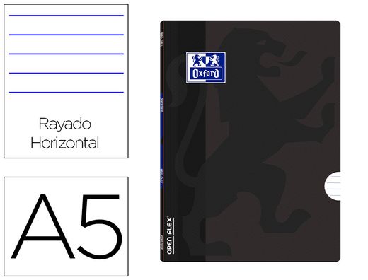 Oxford libreta grapada openflex A5 48h 90g pauta negra