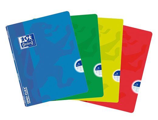 Oxford libreta grapada openflex A5 48h 90g  Rayado Horizontal con doble margen. Colores surtidos