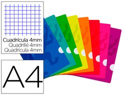 OXFORD Libreta Openflex 48h A4 Cuadricula 4x4 con margen colores Surtidos Ref. 400026393