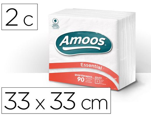 Pack 100 servilletas 2 capas 33x33cm muy suaves 100% fibra pura T6220046