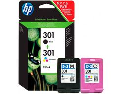 Pack 2 Cartuchos de inyeccion original Hp 301 Negro / Tricolor Blister