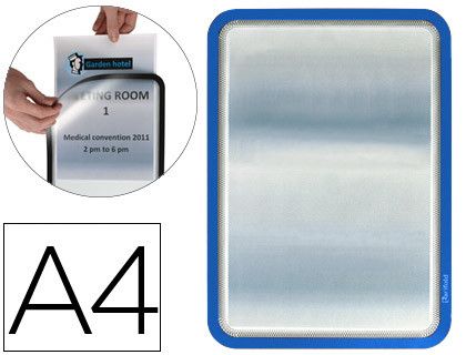 Pack 2 porta anuncios imantado dorso adhesivo reposicionable en pvc azul