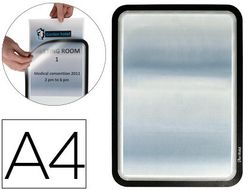 Pack 2 porta anuncios imantado dorso adhesivo reposicionable en pvc negro