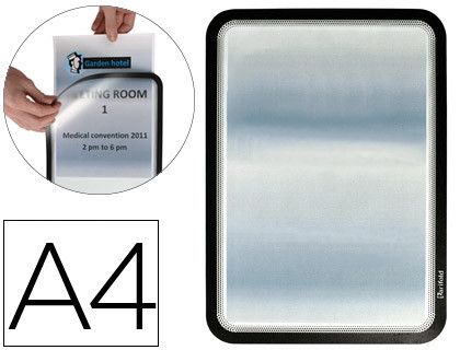 Pack 2 porta anuncios imantado dorso adhesivo reposicionable en pvc negro