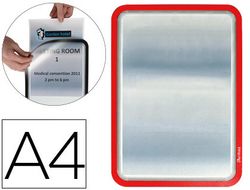 Pack 2 porta anuncios imantado dorso adhesivo reposicionable en pvc rojo