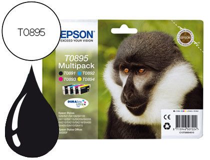 Pack 4 cartuchos inyeccion tinta original Epson T0895