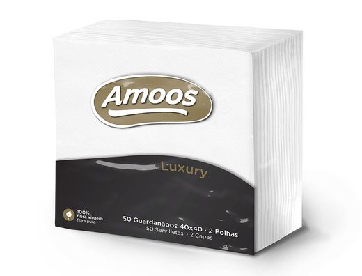 Pack 50 servilletas 2 capas 40x40cm muy suaves 100% fibra pura T6225013