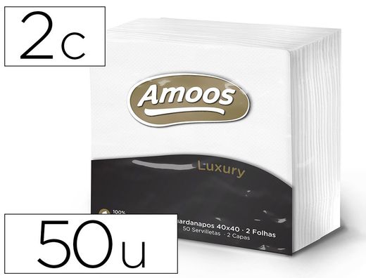 Pack 50 servilletas 2 capas 40x40cm muy suaves 100% fibra pura T6225013