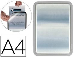 Pack de 2 porta anuncios imantado dorso adhesivo reposicionable en pvc plata