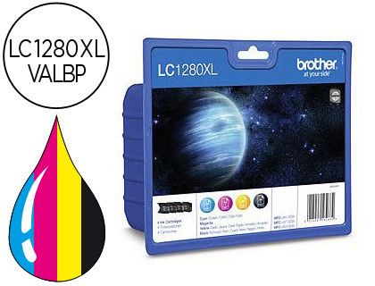 Pack de 4 cartuchos tinta original Brother LC1280XLVALBP