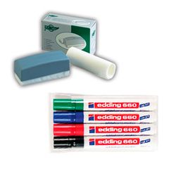 Pack de 4 rotuladores + borrador para pizarra blanca