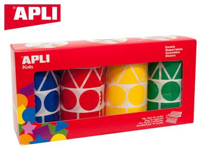 Pack xl gomets figuras geométricas: rojo, azul, amarillo y verde Apli 19753