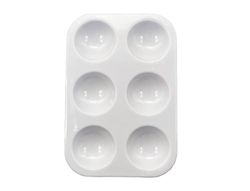 Paleta plastico liderpapel para pintura rectangular con 6 huecos 12.5x8,7 cm