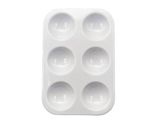 Paleta plastico liderpapel para pintura rectangular con 6 huecos 12.5x8,7 cm