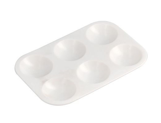 Paleta plastico liderpapel para pintura rectangular con 6 huecos 12.5x8,7 cm