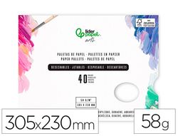 Paletas de papel desechables liderpapel para pintura 40 hojas gramaje 58g/m2 con agujero para pulgar
