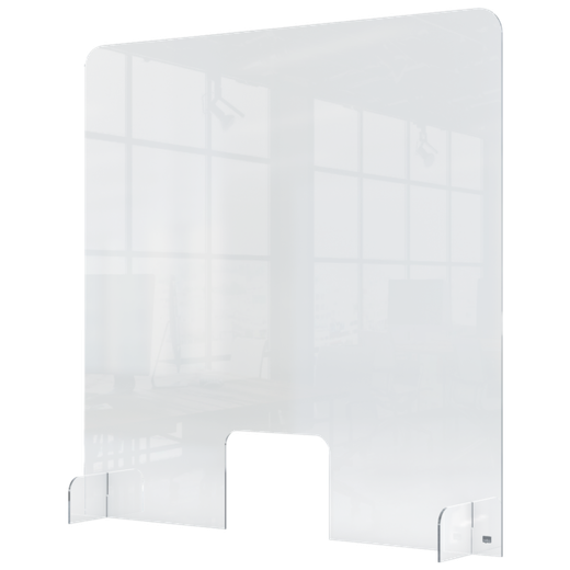 Pantalla separadora de acrílico transparente con ventana de transacción Nobo, 700x850 mm