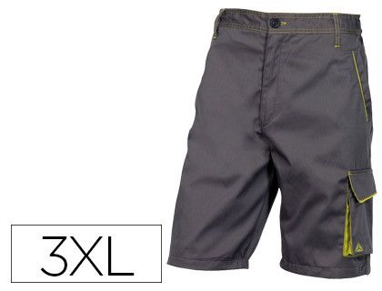 Pantalon de trabajo deltaplus bermuda cintura ajustable 5 bolsillo color gris verde talla xxl