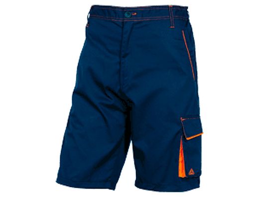 Pantalon de Trabajo Deltaplus Bermuda Cintura Ajustable 5 Bolsillos Color Azul Naranjatalla Xxl